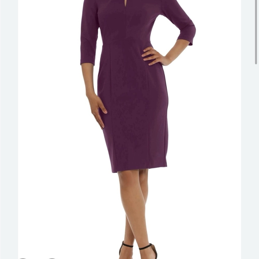 NWT Donna Morgan Long Sleeve Burgundy Twist Petite Dress 0P - Picture 2 of 5